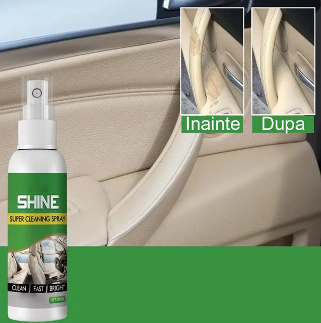 Spray Profesional Pentru Curatare Interior Auto Shine, Pentru Curatare Scaune, Bord, Piele, Plastic, Textil, Potrivit Pentru Orice Tip De Masina, 100 ML