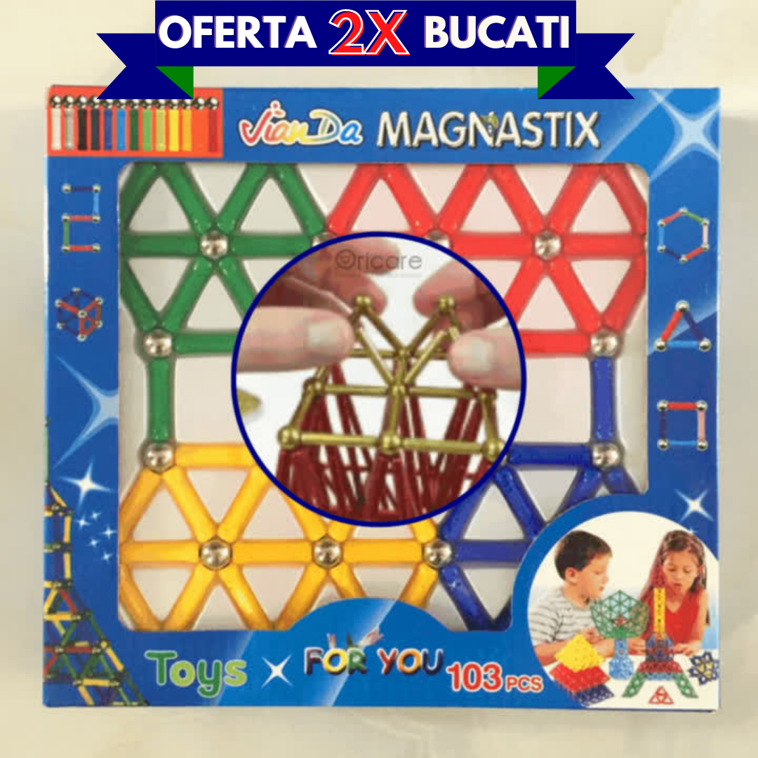 Joc creativ pentru copii Magnastix cu 103 piese