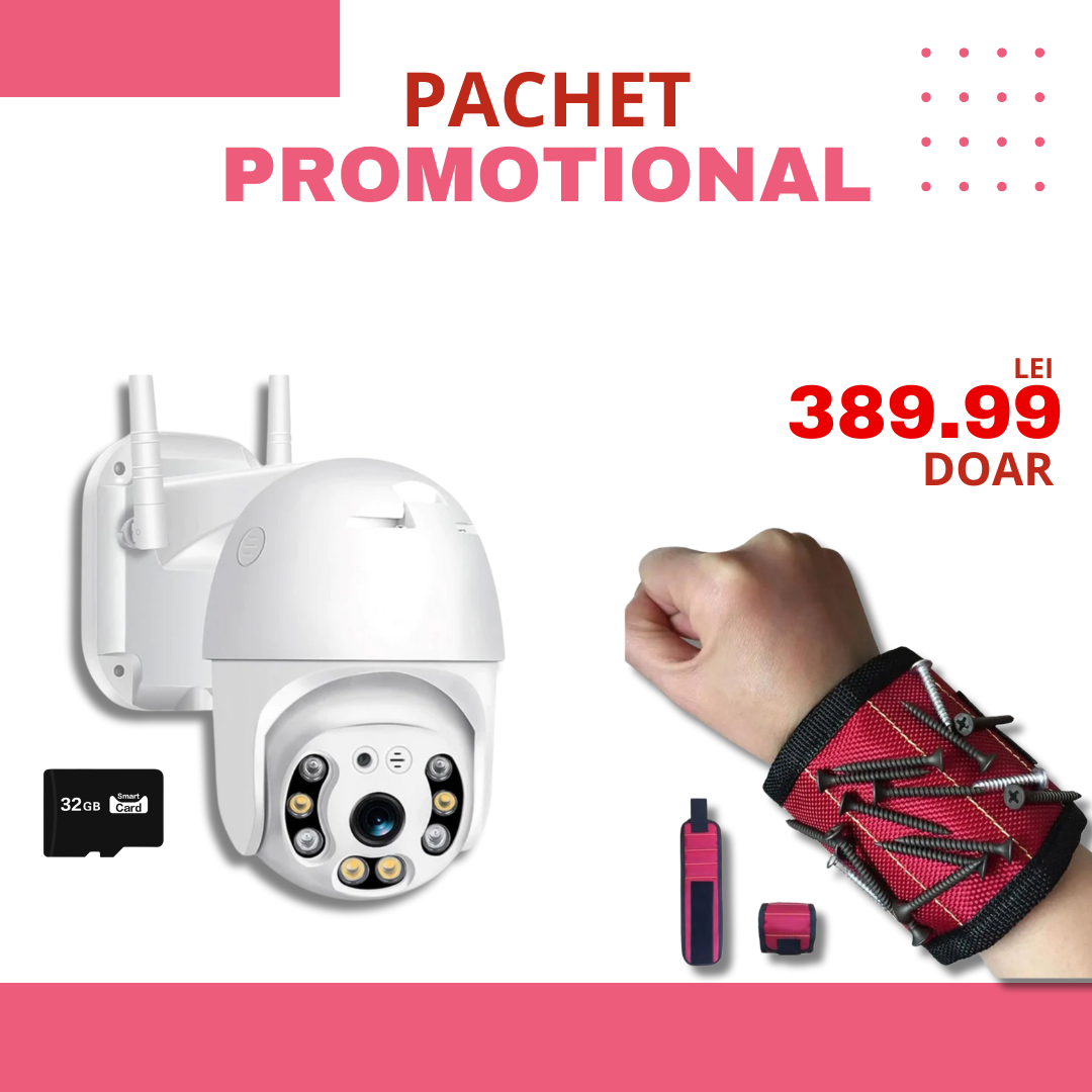 PACHET PROMOTIONAL | Camera Smart IP Wireless 4K + Bratara Magnetica de Incheietura