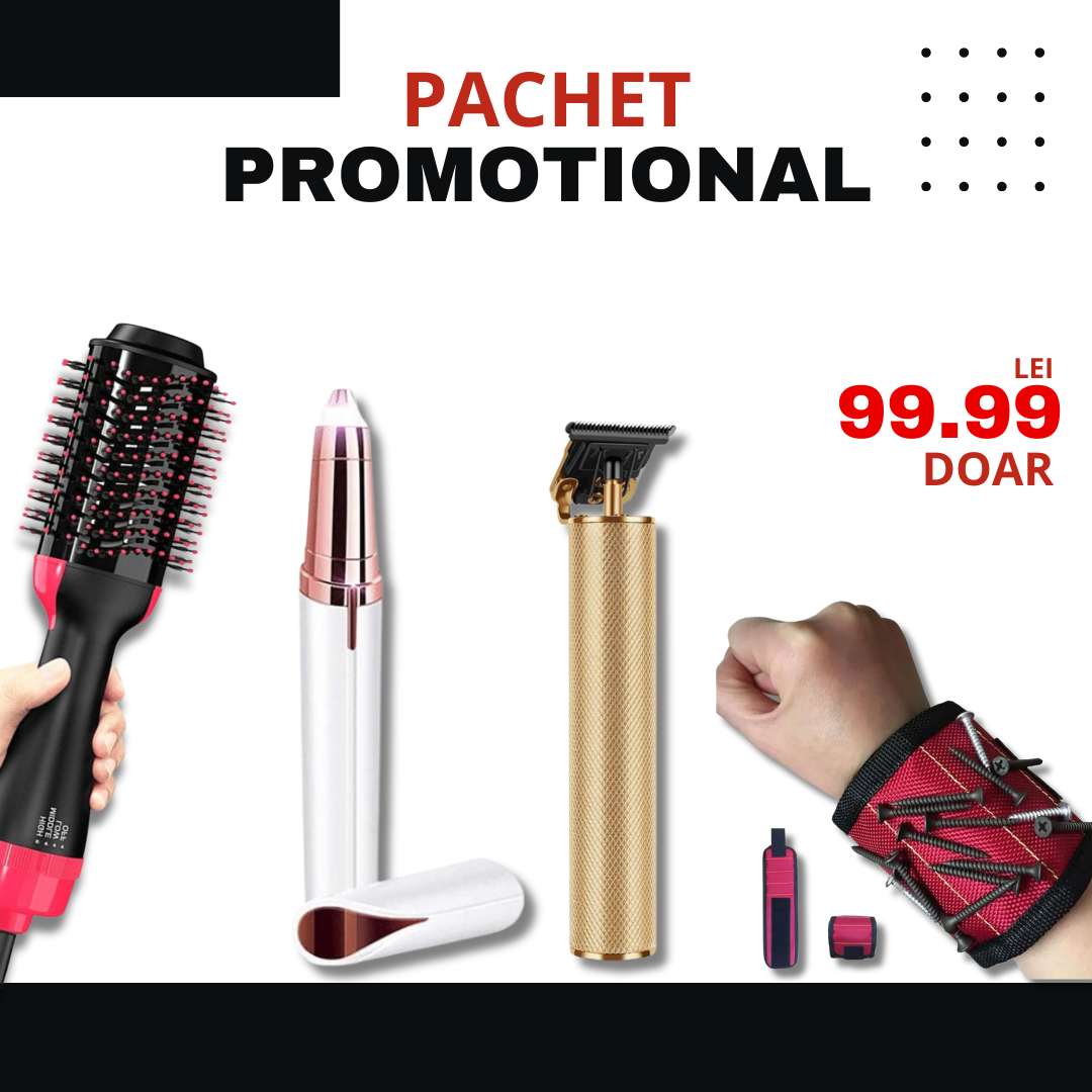 PACHET PROMOTIONAL | Aparat de tuns profesional + Perie electrica StyssiPro 3in1 + Epilator pentru sprancene TouchBrow + Bratara Magnetica de Incheietura