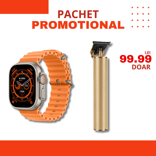 PACHET PROMOTIONAL | Ceas inteligent SmartWatchPlus + Aparat de tuns profesional