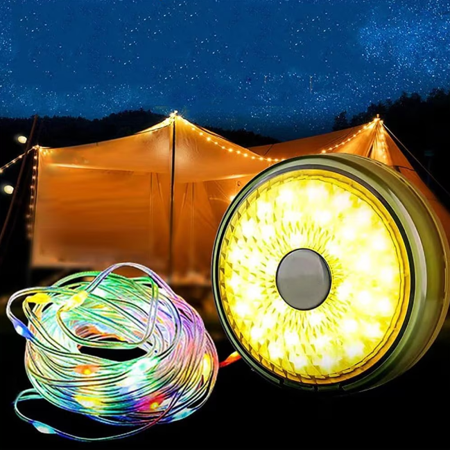 Ghirlanda luminoasa camping, lanterna si functie de baterie externa, LED, reincarcabila USB, portabila, 8 moduri de iluminare, 8 m, agatatoare